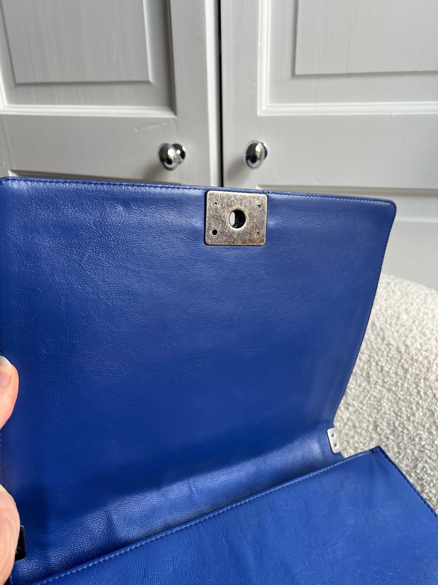 Chanel Blue Lambskin Large Boy Bag