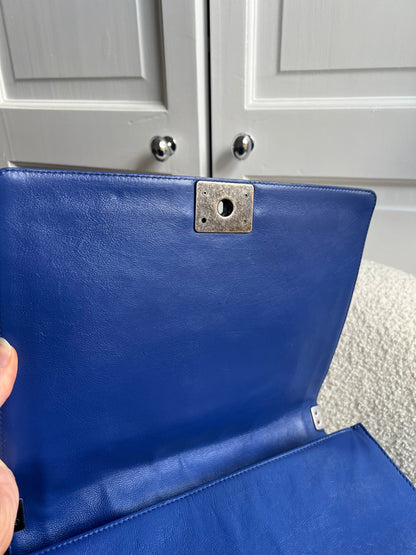 Chanel Blue Lambskin Large Boy Bag