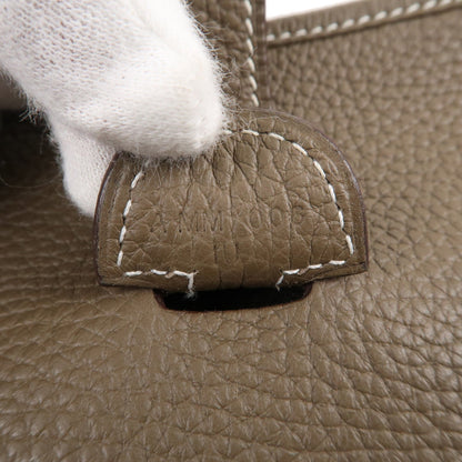 Luxury Hermes Taurillon Clemence Evelyne 3Pm Shoulder Bag Etoupe