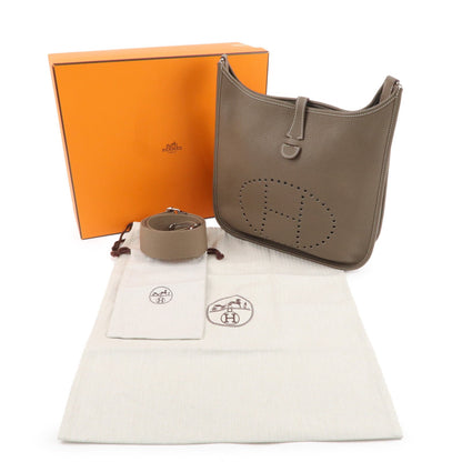 Luxury Hermes Taurillon Clemence Evelyne 3Pm Shoulder Bag Etoupe
