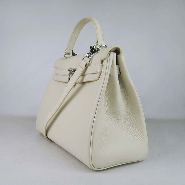 Luxury Hermes Kelly 32Cm Togo Leather Handbag 6108 Beige Silver