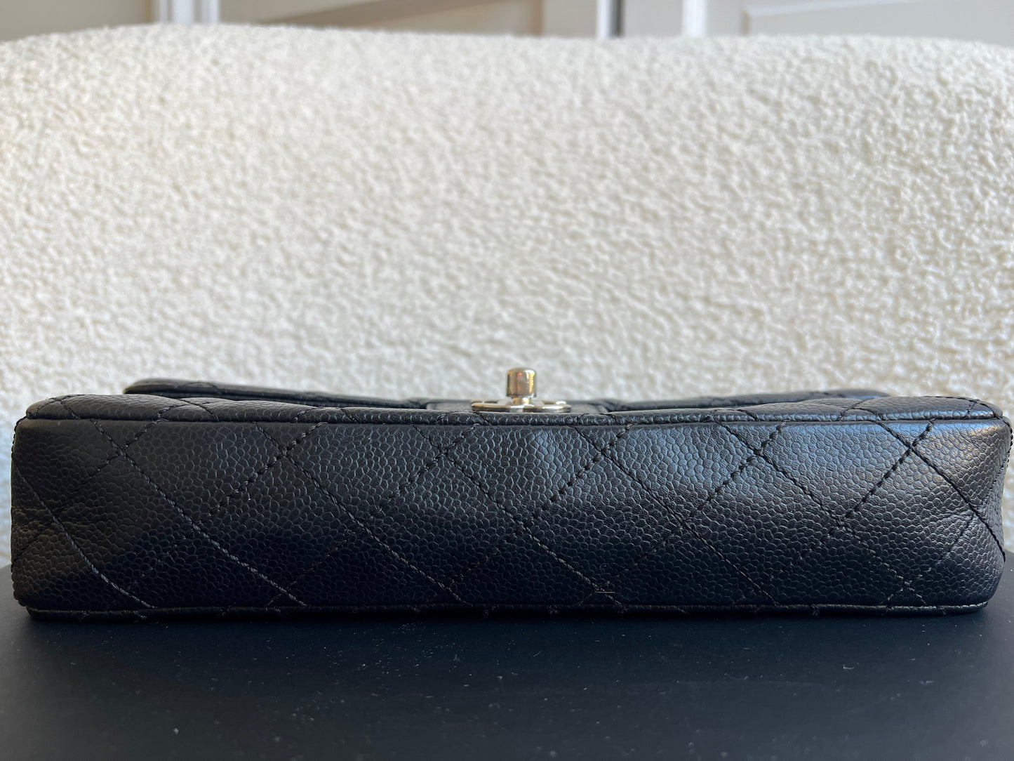 Chanel East West Flap in Black Caviar Silver Hardware