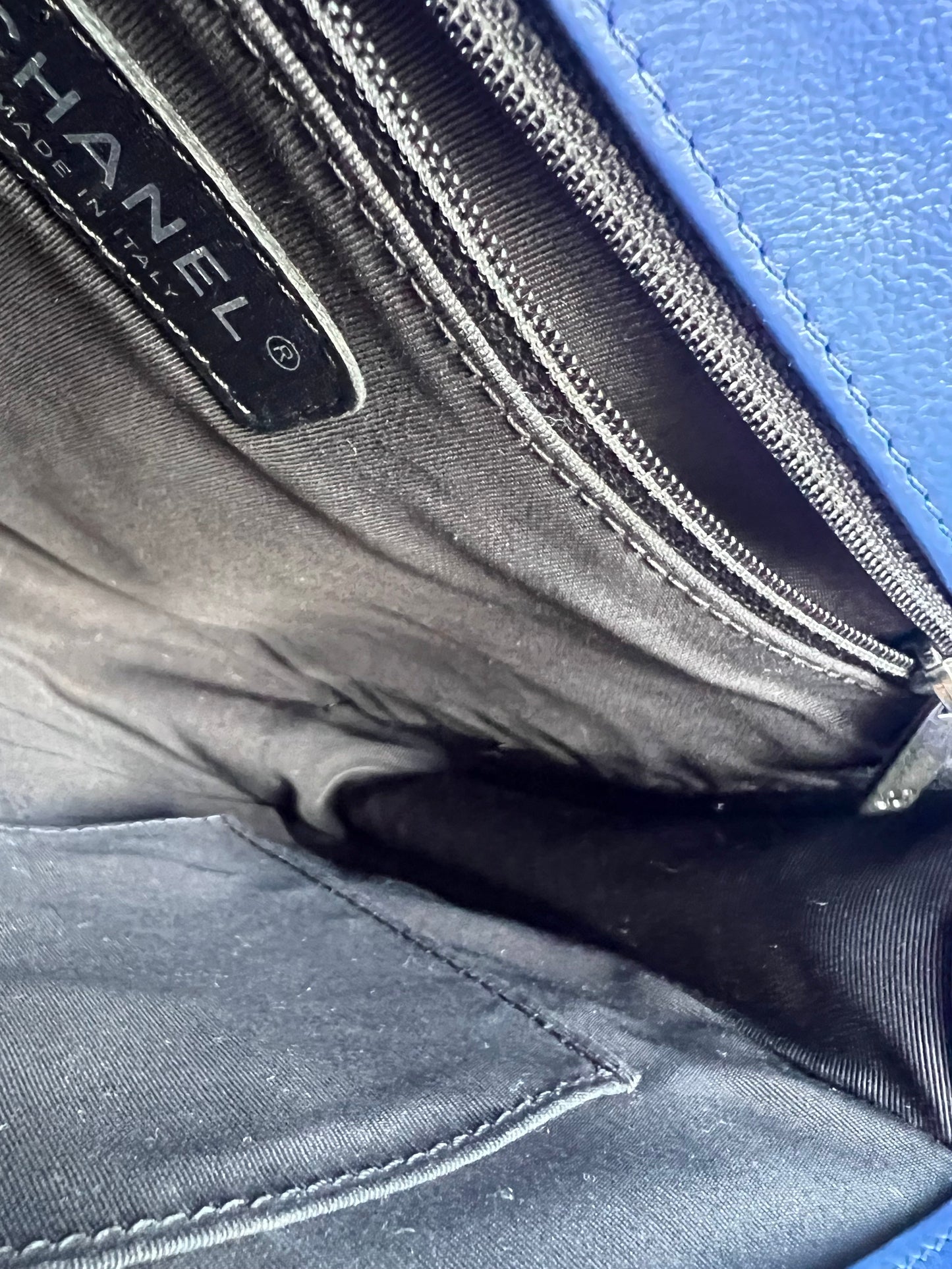 Chanel Blue Lambskin Large Boy Bag