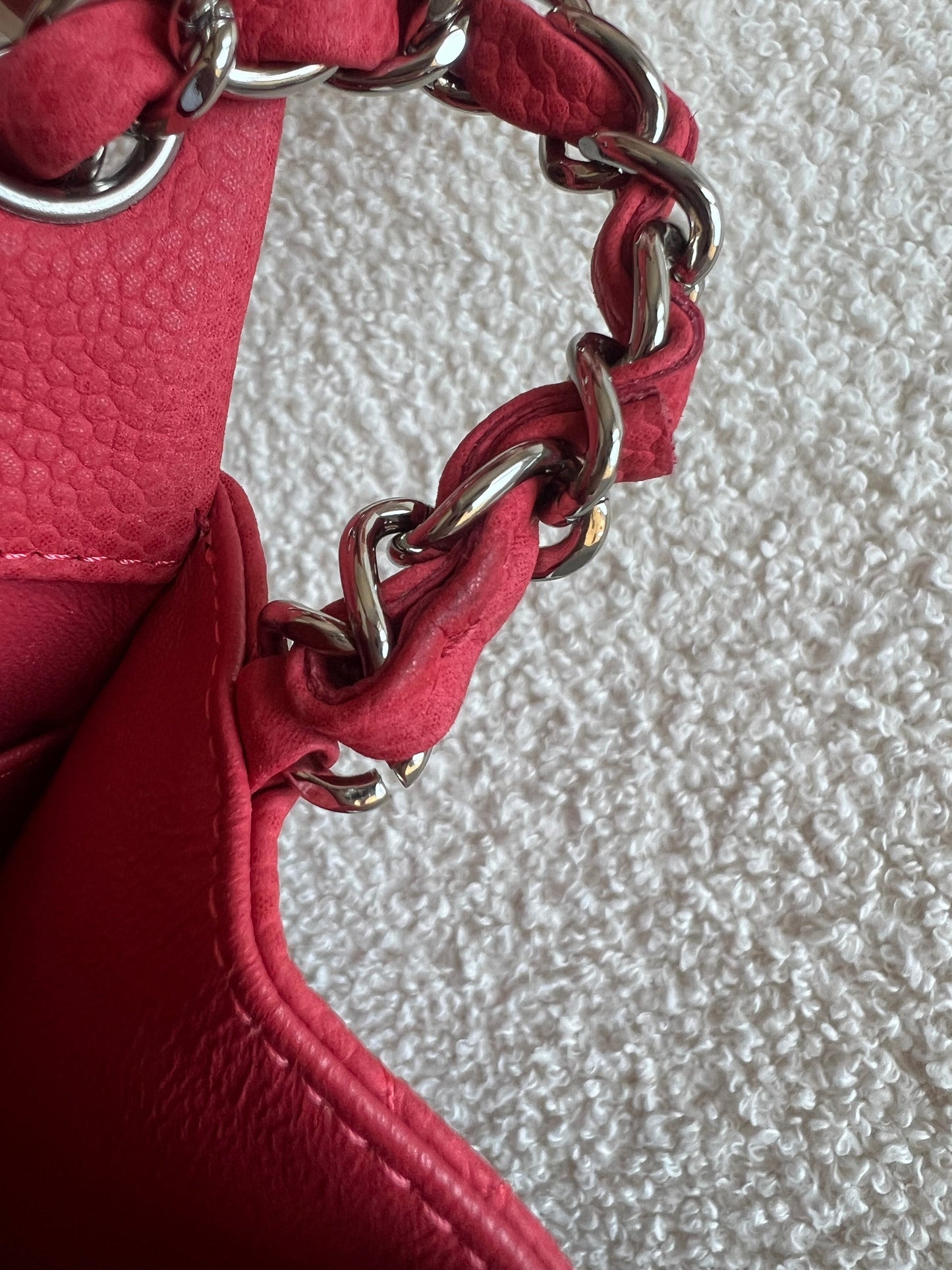Chanel Square Mini Classic Flap in Coral Red Suede Caviar