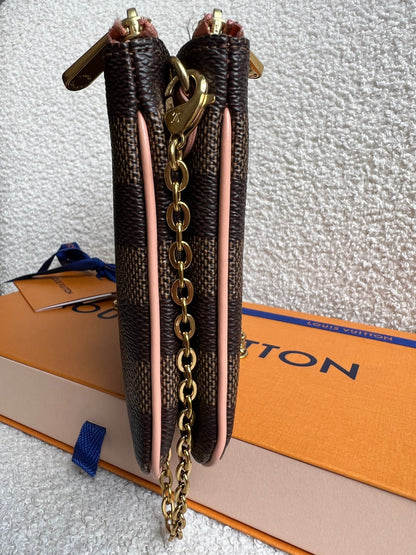 Louis Vuitton “LV” Double Pochette Damier Ebene