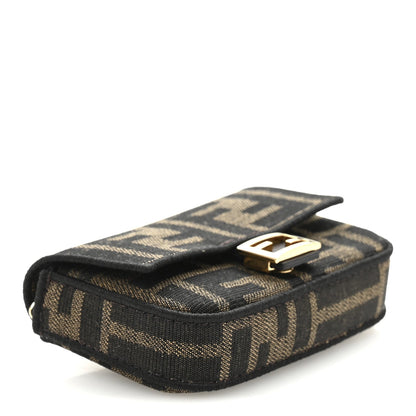 Fendi Fabric Jacquard FF 1974 Nano Baguette Charm Tobacco Moro Black