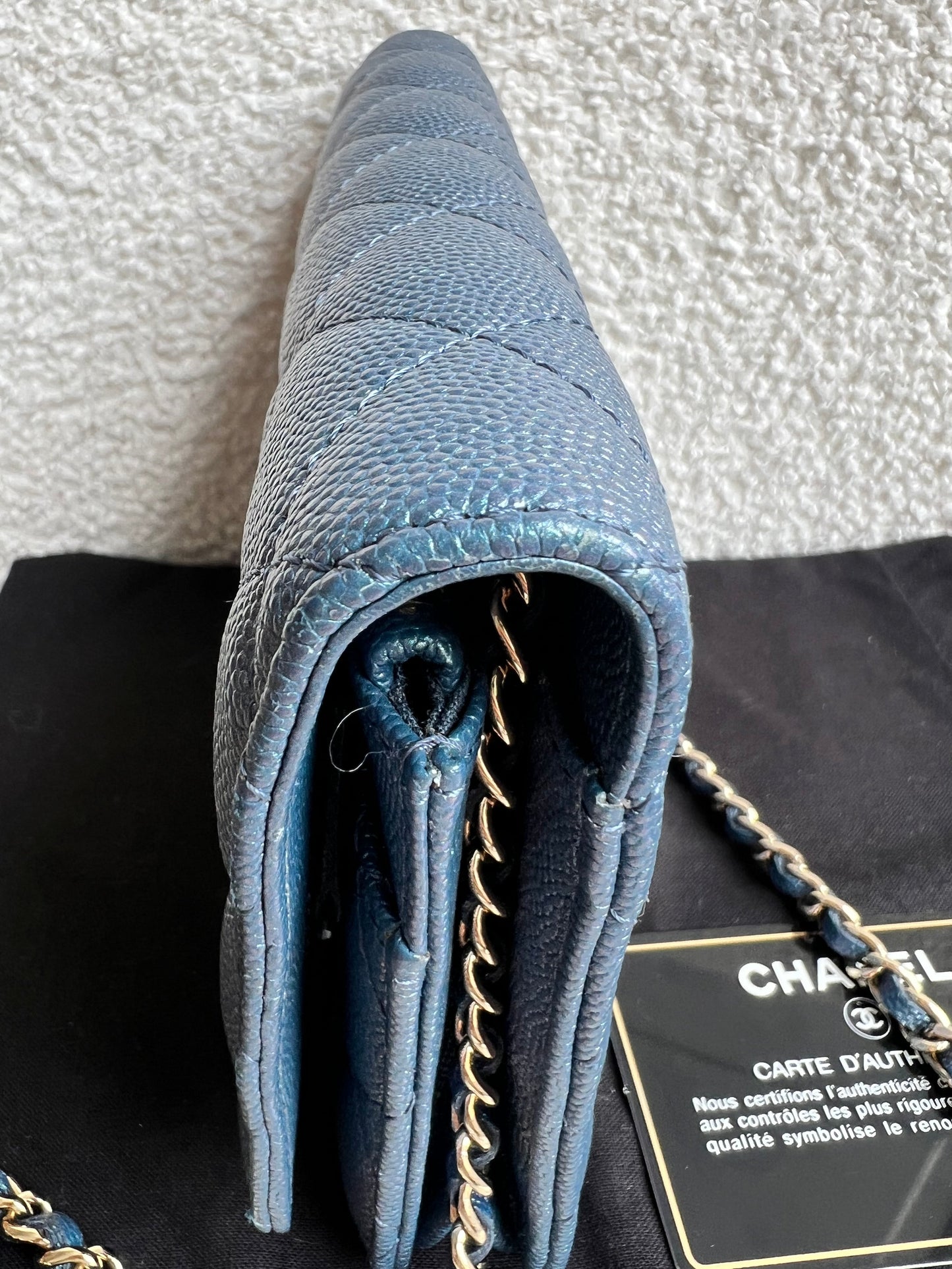 Chanel Iridescent Blue Caviar Wallet on Chain