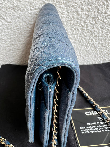Chanel Iridescent Blue Caviar Wallet on Chain