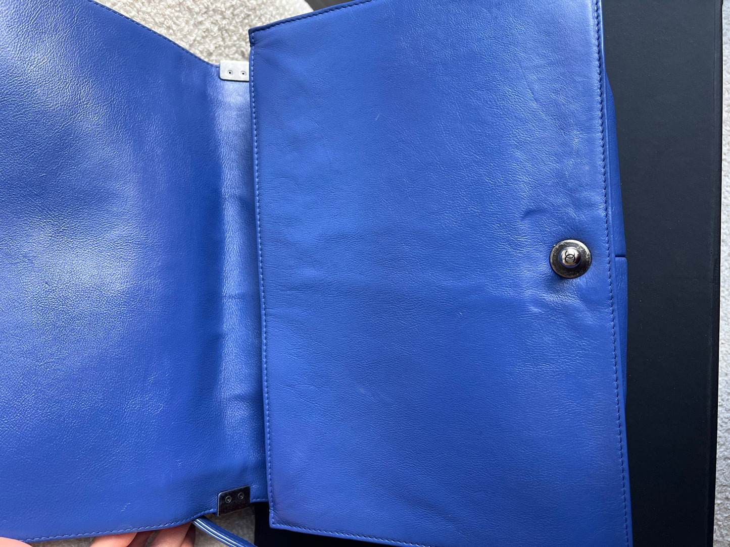 Chanel Blue Lambskin Large Boy Bag