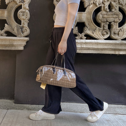 Fendi Canvas Leather Dial Lock Vanity Bag