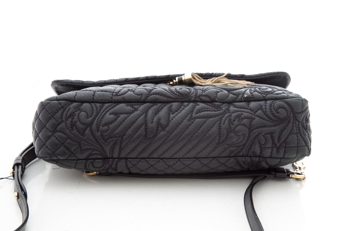 Versace Black Quilted Paisley Crossbody Handbag