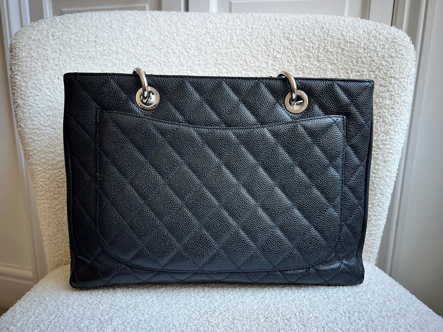 Chanel Black Caviar Grand Shopper Tote (GST) Silver Hardware