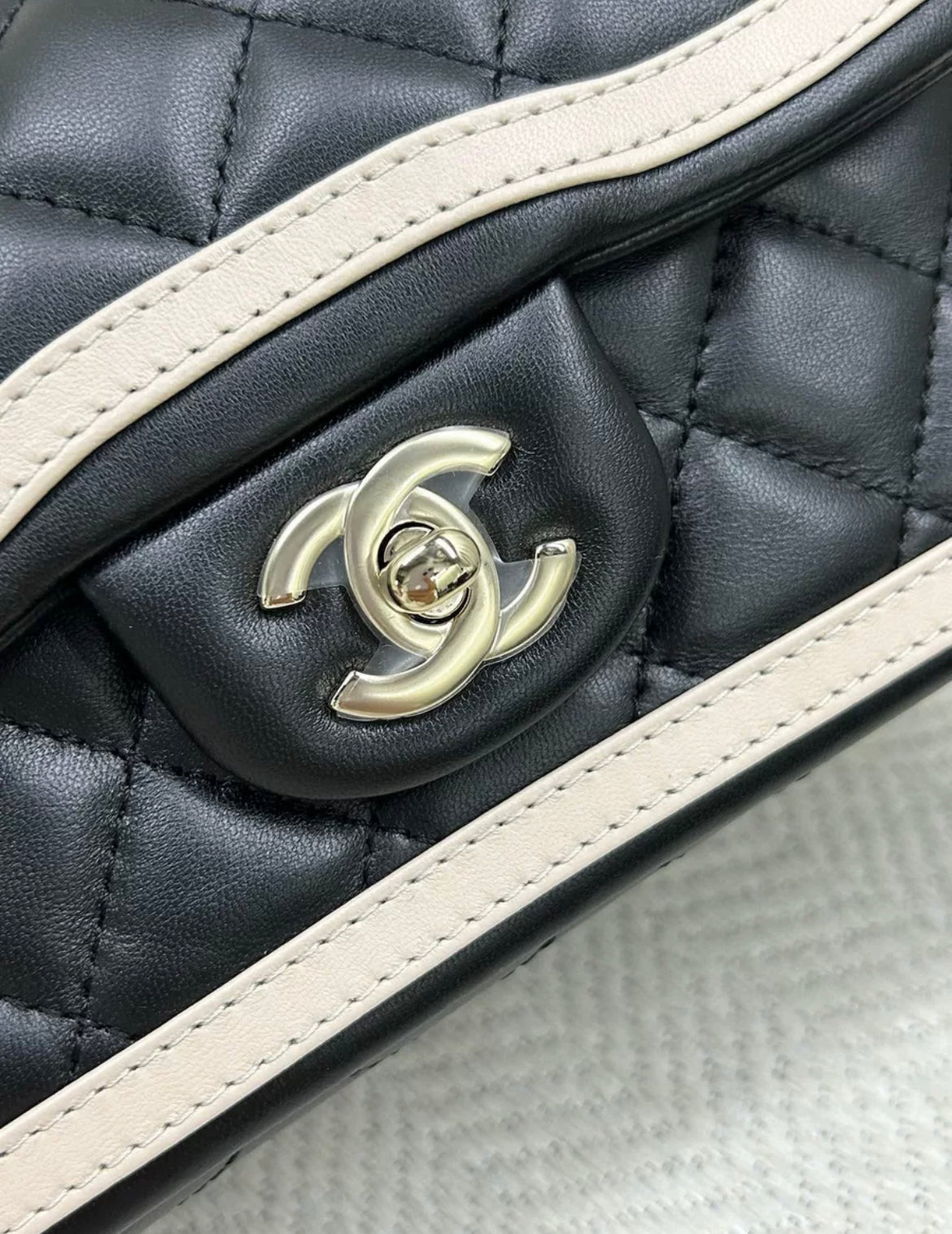 Chanel 23B Black White Mini Flap Bag