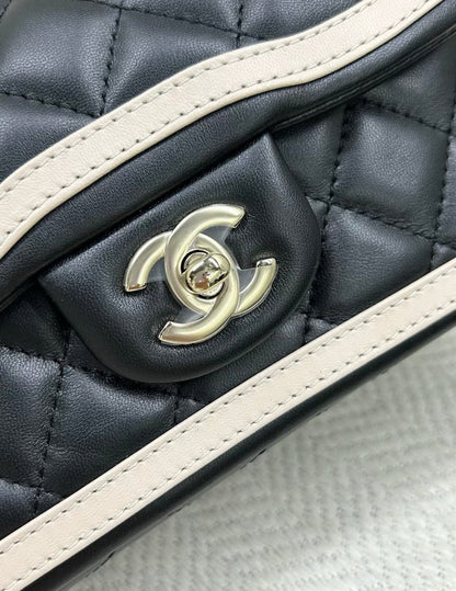 Chanel 23B Black White Mini Flap Bag