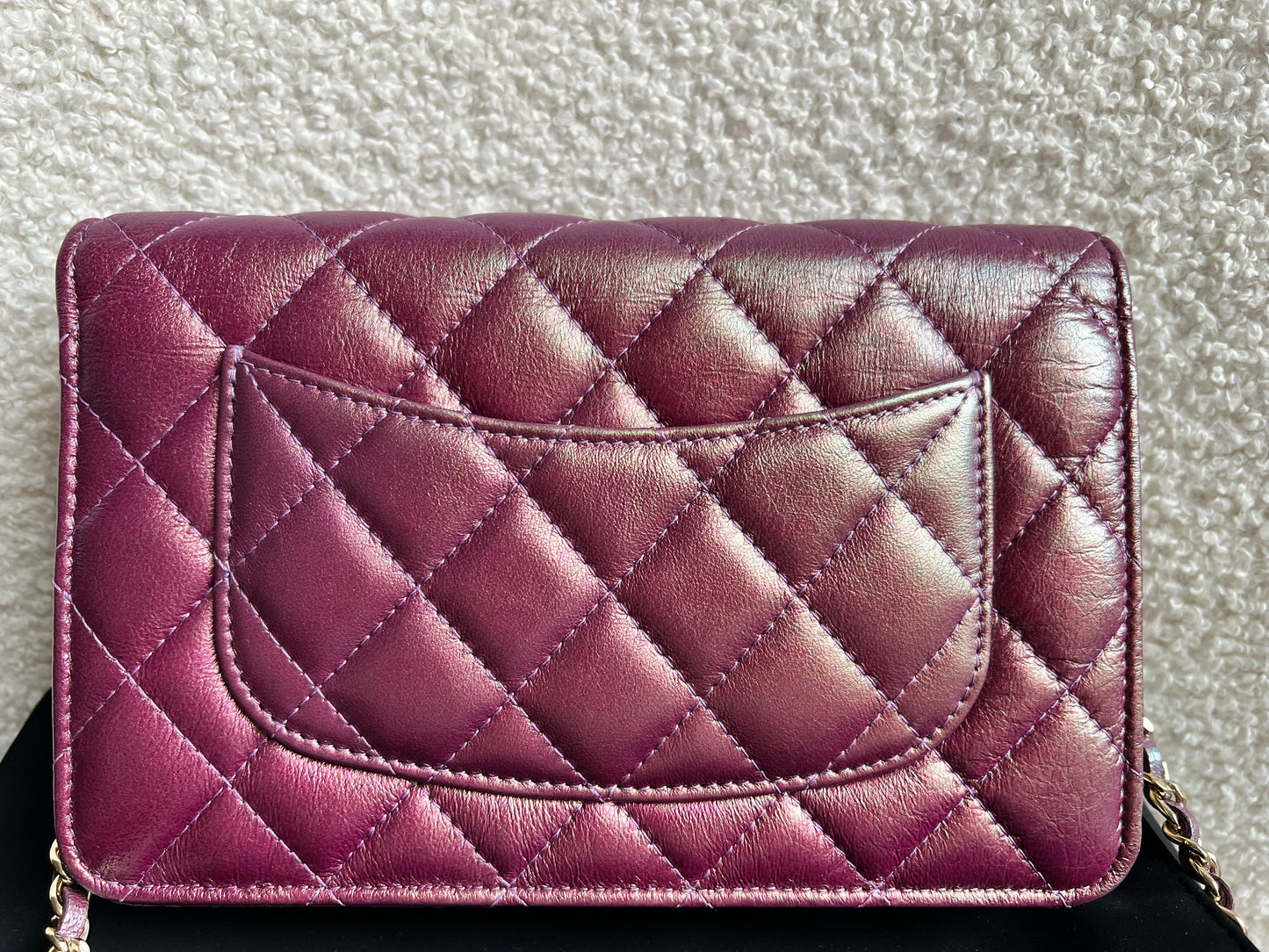 Chanel Iridescent Purple Lambskin Wallet on Chain