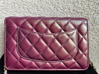 Chanel Iridescent Purple Lambskin Wallet on Chain