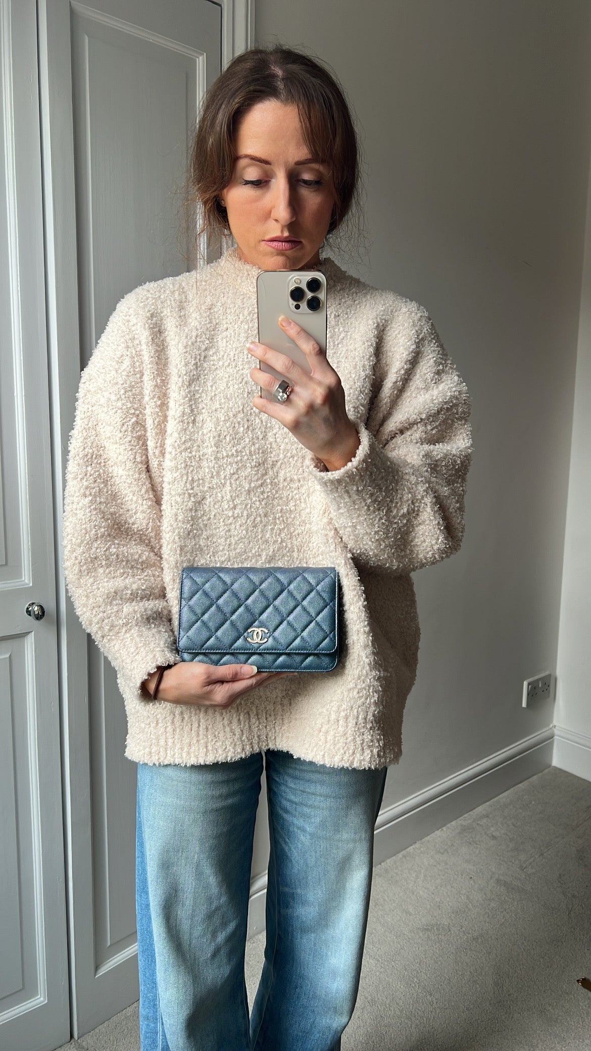 Chanel Iridescent Blue Caviar Wallet on Chain
