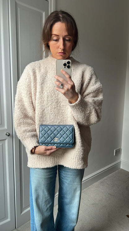 Chanel Iridescent Blue Caviar Wallet on Chain