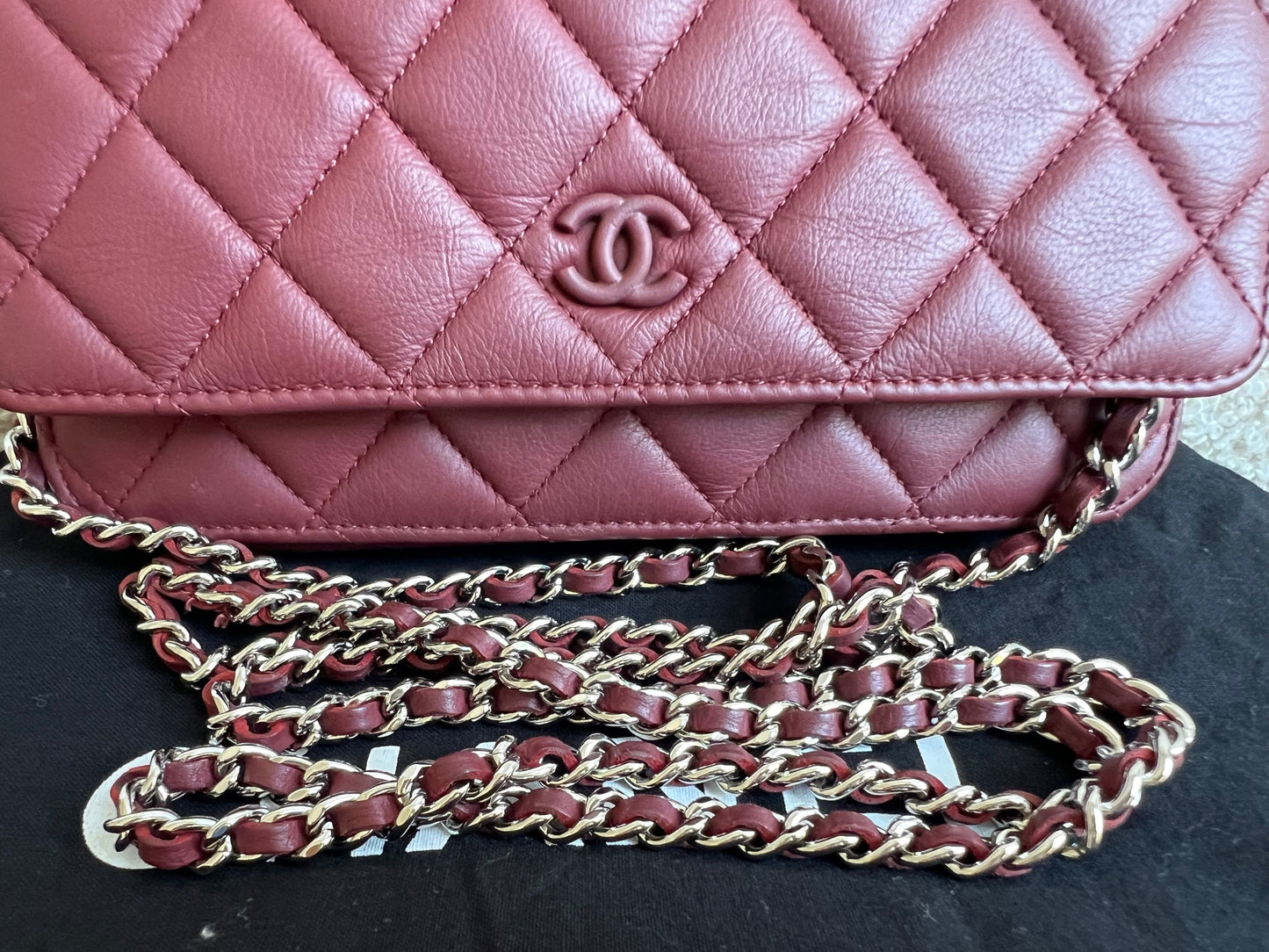 Chanel Burgundy Lambskin Wallet on Chain