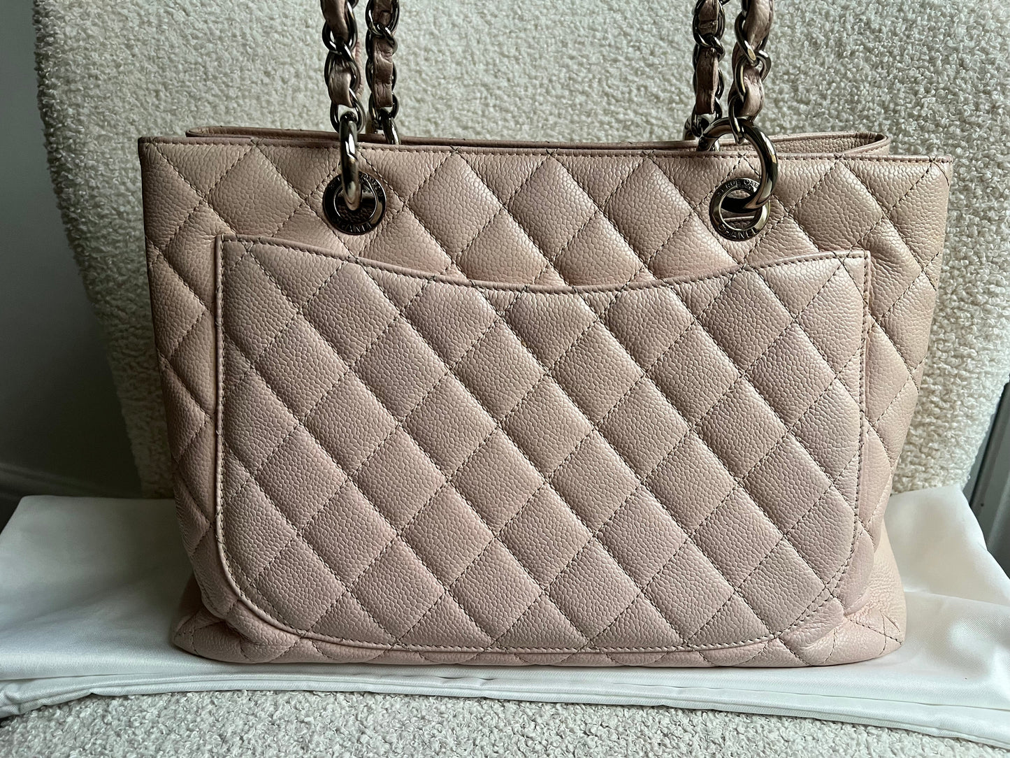 Chanel Light Pink Caviar Grand Shopper Tote with silver hardware (GST)
