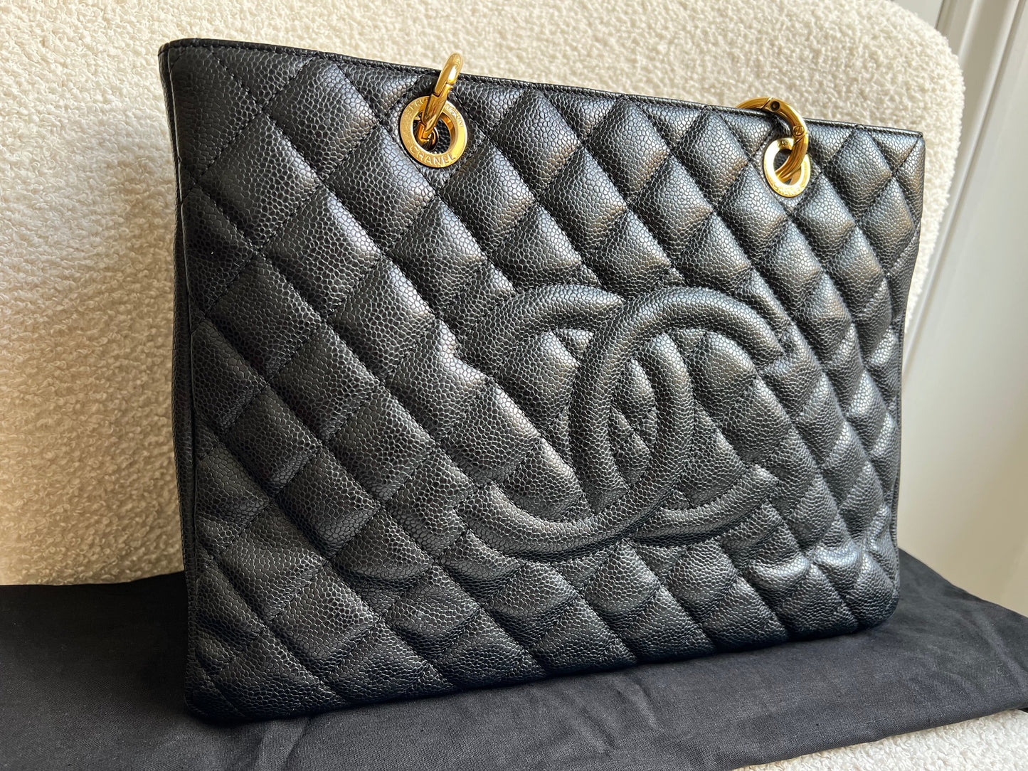 Chanel Black Caviar Grand Shopper Tote Gold Hardware (GST)