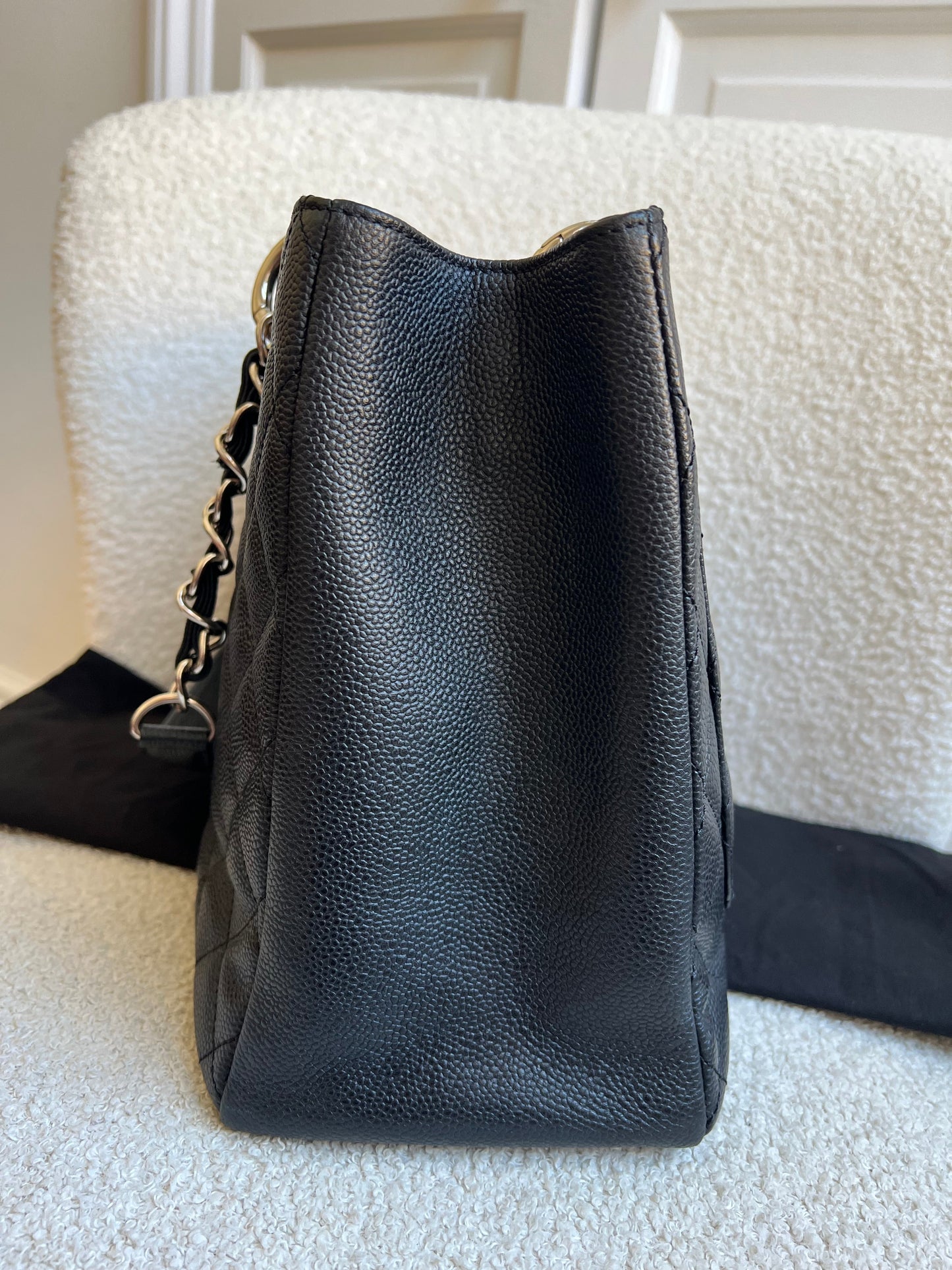 Chanel Black Caviar Grand Shopper Tote (GST) Silver Hardware