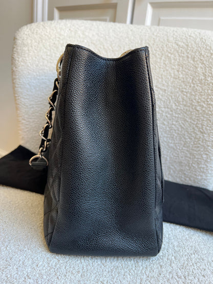 Chanel Black Caviar Grand Shopper Tote (GST) Silver Hardware