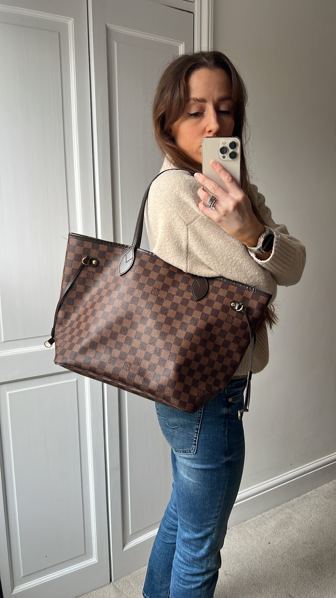 Louis Vuitton Neverfull MM Damier Ebene Cherry Interior (RRP £1,430)