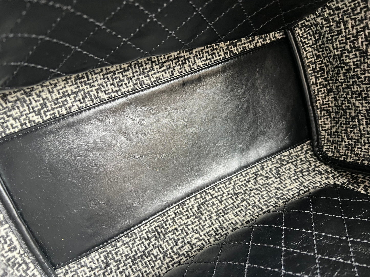 Chanel Deauville Tote in Black Glazed Calfskin and Monochrome Boucle Tweed (RRP £5800)