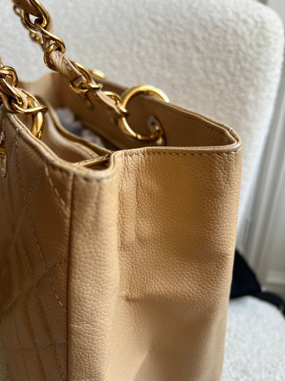Chanel Beige Caviar Grand Shopper Tote gold hardware (GST)