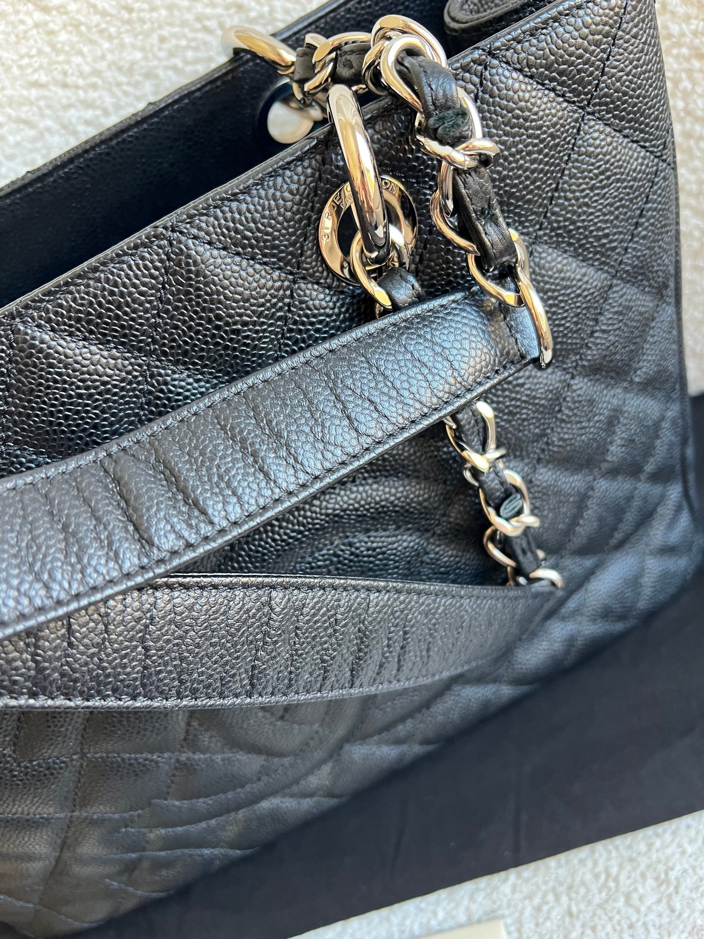 Chanel Black Caviar Grand Shopper Tote (GST) Silver Hardware