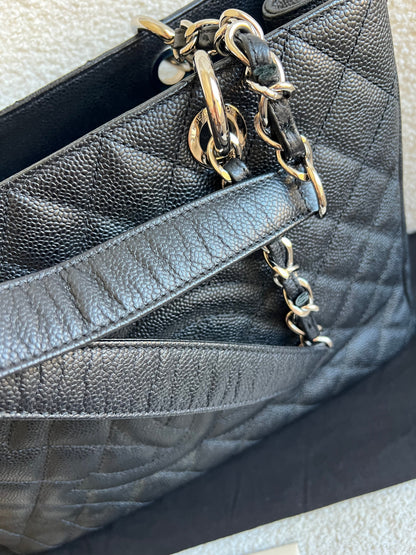 Chanel Black Caviar Grand Shopper Tote (GST) Silver Hardware