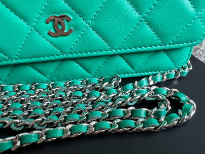 Chanel Turquoise Lambskin Wallet on Chain (RRP £2,930)
