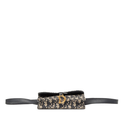 Blue Dior Oblique Canvas Saddle Belt Bag