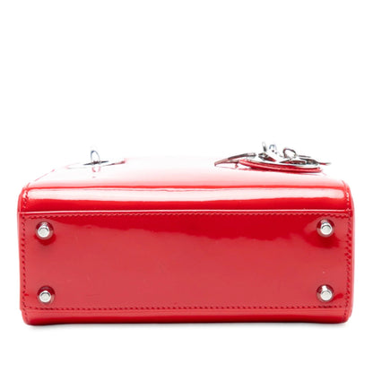 Red Dior Mini Patent Lady Dior Satchel