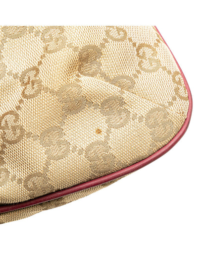 Canvas Crossbody Bag with Leather Trim and Web Strap