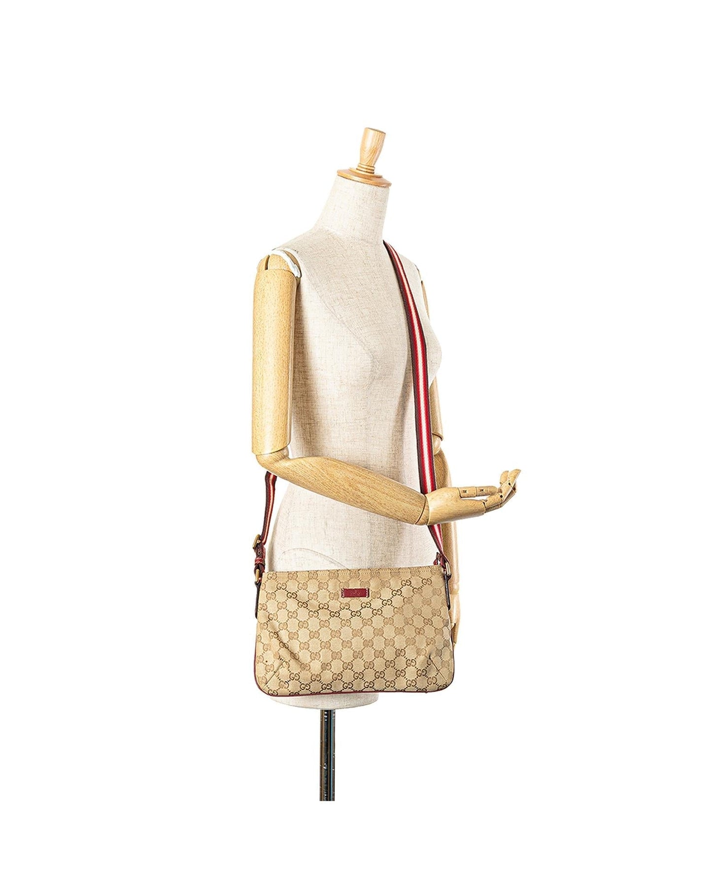 Canvas Crossbody Bag with Leather Trim and Web Strap