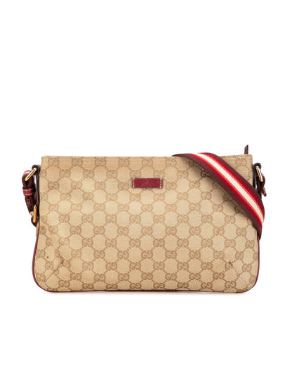 Canvas Crossbody Bag with Leather Trim and Web Strap