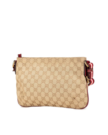 Canvas Crossbody Bag with Leather Trim and Web Strap