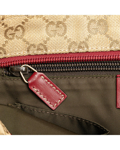 Canvas Crossbody Bag with Leather Trim and Web Strap