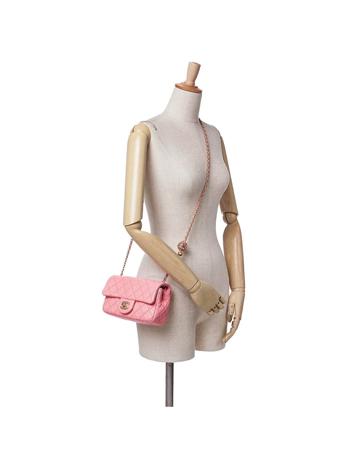 Mini Rectangular Classic Lambskin Pearl Crush Single Flap Crossbody Bag