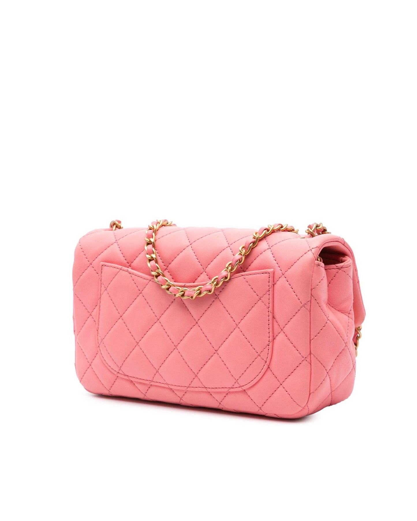 Mini Rectangular Classic Lambskin Pearl Crush Single Flap Crossbody Bag