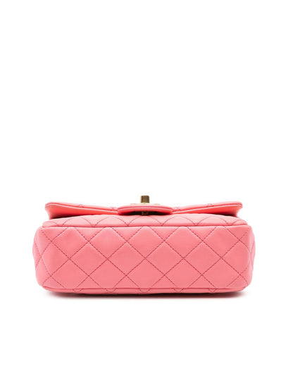Mini Rectangular Classic Lambskin Pearl Crush Single Flap Crossbody Bag