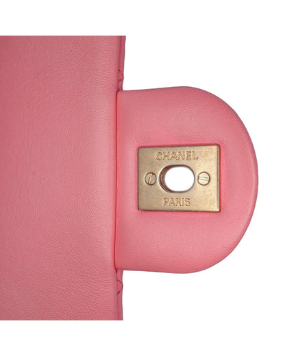 Mini Rectangular Classic Lambskin Pearl Crush Single Flap Crossbody Bag