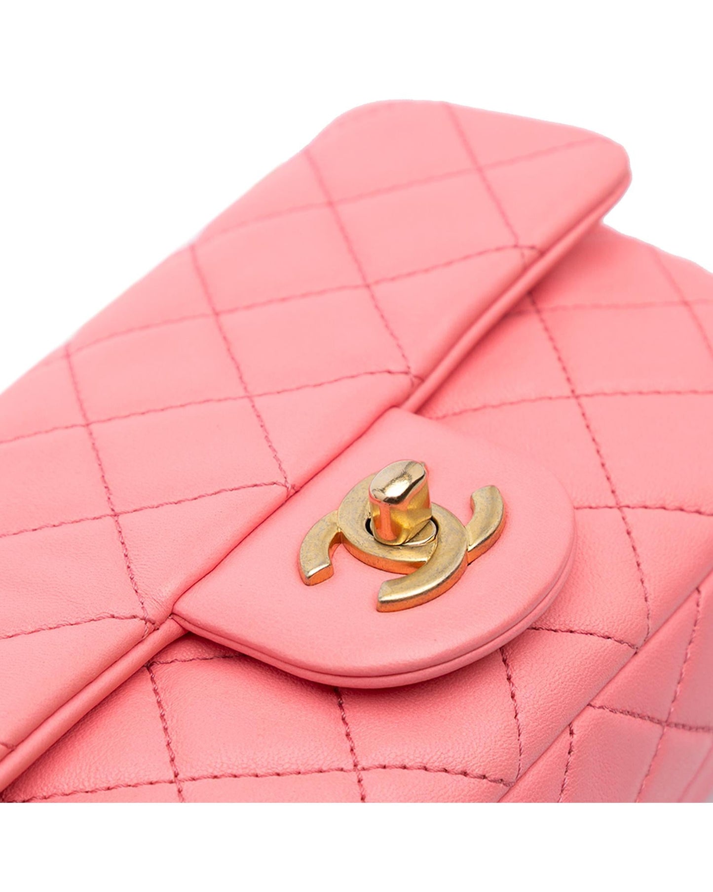 Mini Rectangular Classic Lambskin Pearl Crush Single Flap Crossbody Bag