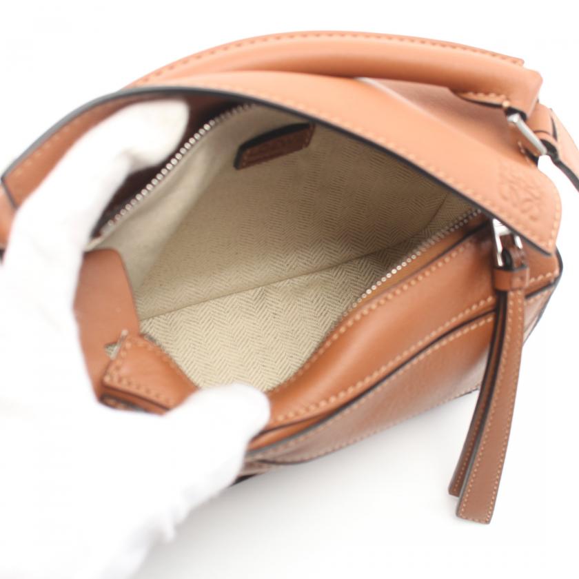 Loewe Puzzle Bag Mini Handbag Leather Light Brown 2way