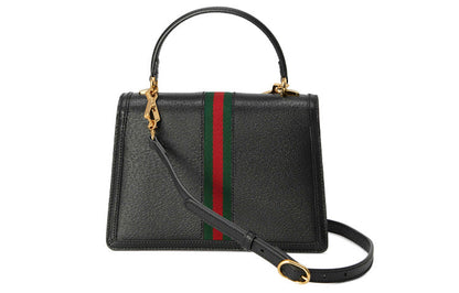 MLB Gucci Ophidia Series GG Locks Leather One Shoulder Crossbody Tote Small Black 651055-DJ2DX-1060