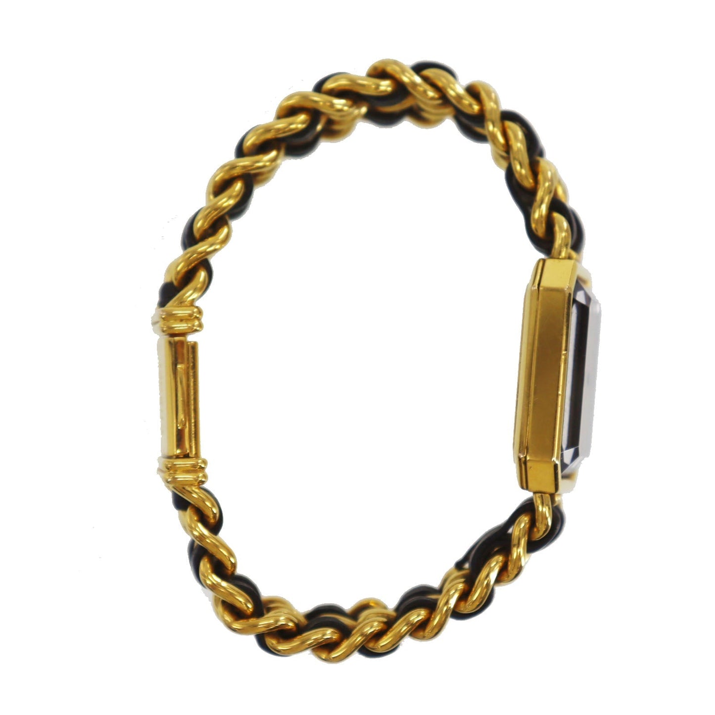 CHANEL Premiere Discontinued Wristwatches L Gold Black Quartz #CW937