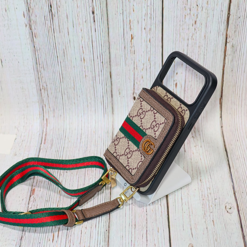 Designer Crossbody Zipped iPhone Case