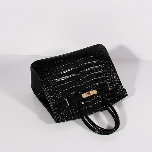Luxury Hermes Birkin 30Cm Crocodile Leather Bag With Strap Black Gold